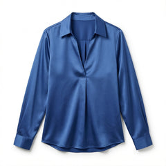 Women's Luxurious Satin Blouse | Elegant Long Sleeve Top with V-Neck Design 5
