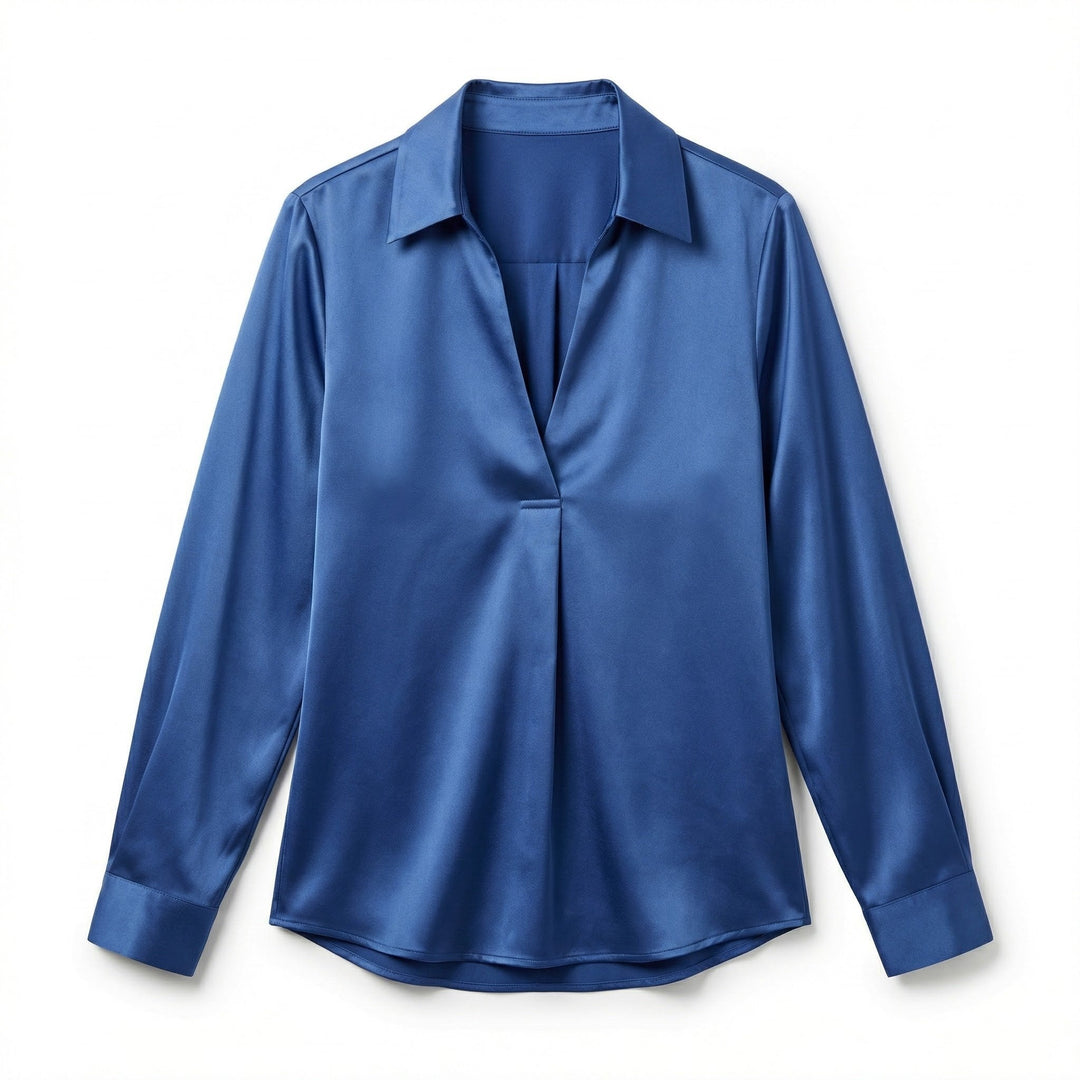Women's Luxurious Satin Blouse | Elegant Long Sleeve Top with V-Neck Design 5