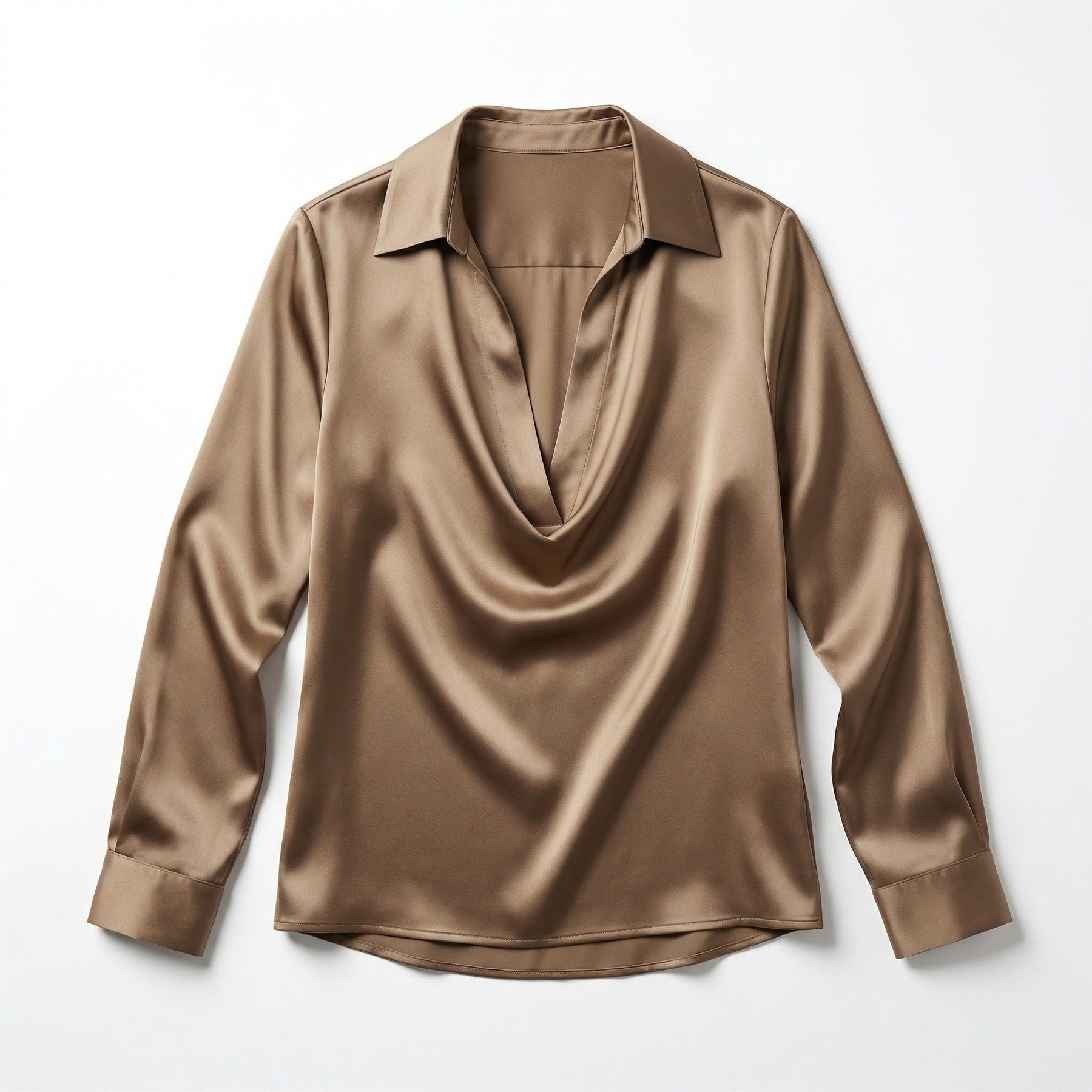 Women's Luxurious Satin Blouse | Elegant Long Sleeve Top with V-Neck Design 6