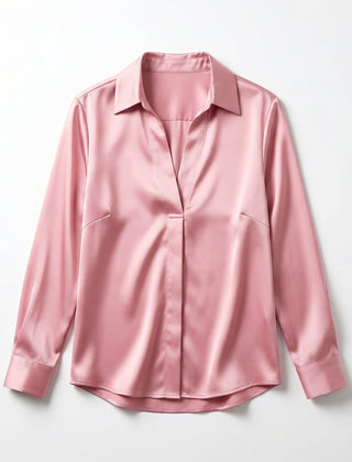 Women's Luxurious Satin Blouse | Elegant Long Sleeve Top with V-Neck Design 7