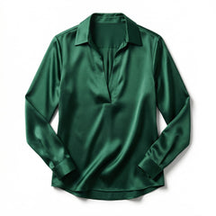 Women's Luxurious Satin Blouse | Elegant Long Sleeve Top with V-Neck Design 8