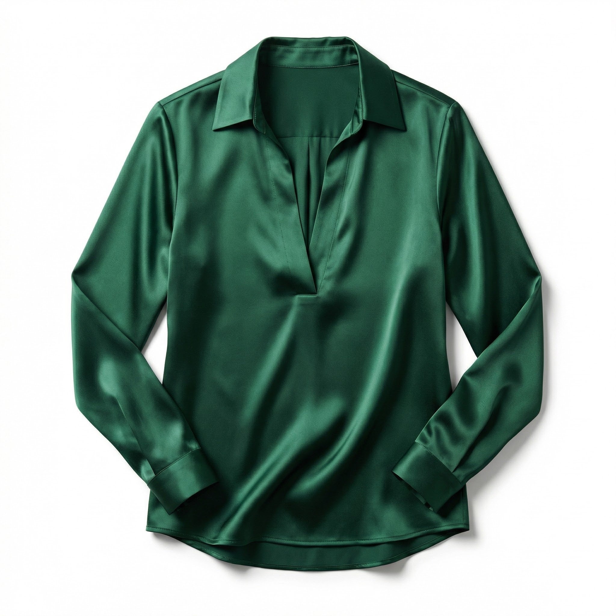 Women's Luxurious Satin Blouse | Elegant Long Sleeve Top with V-Neck Design 8