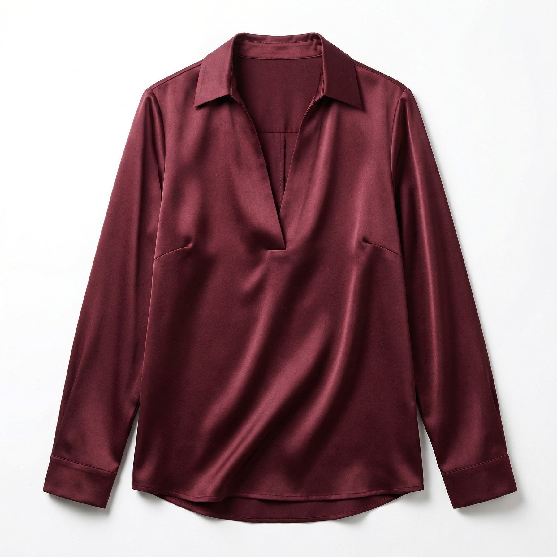 Women's Luxurious Satin Blouse | Elegant Long Sleeve Top with V-Neck Design 9