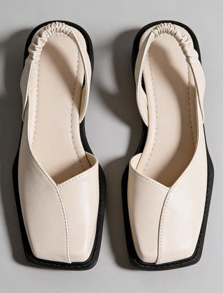 Women's Modern Faux Leather Ballet Flats | Elegant Square Toe Slip-On Shoes 0
