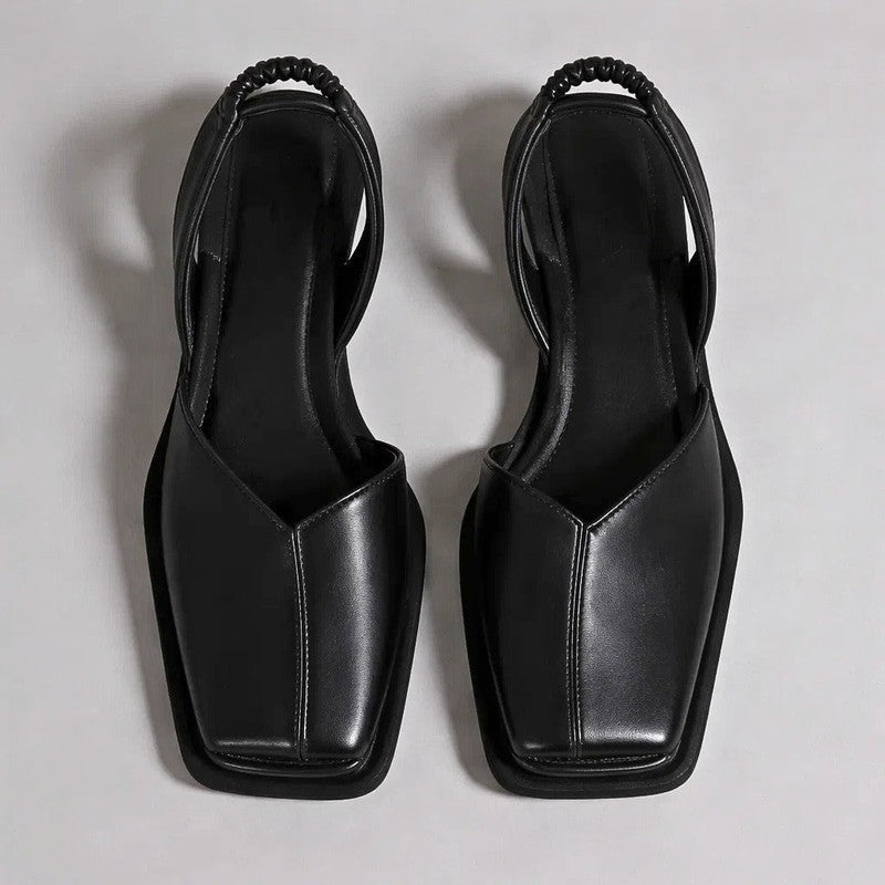 Women's Modern Faux Leather Ballet Flats | Elegant Square Toe Slip-On Shoes 4