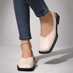 Women's Modern Faux Leather Ballet Flats | Elegant Square Toe Slip-On Shoes 5