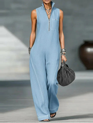 Women's Modern Wide-Leg Jumpsuit | Elegant Tailored Sleeveless Outfit 1