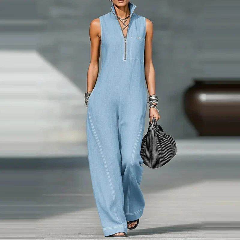 Women's Modern Wide-Leg Jumpsuit | Elegant Tailored Sleeveless Outfit 1