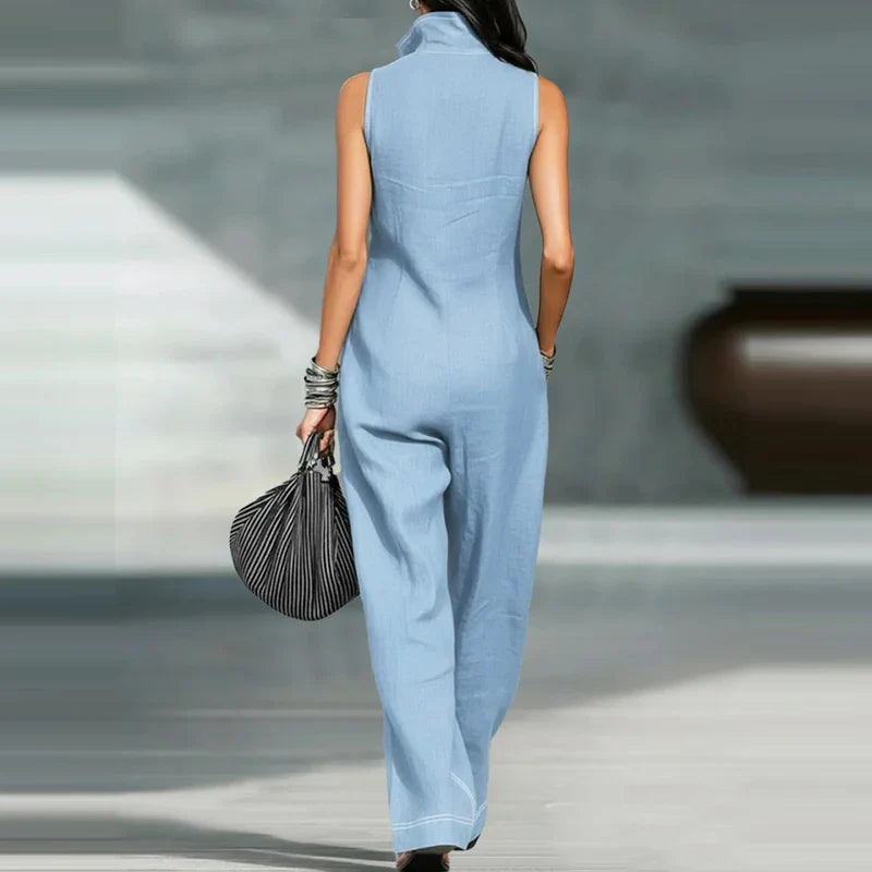 Women's Modern Wide-Leg Jumpsuit | Elegant Tailored Sleeveless Outfit 2