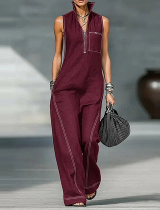 Women's Modern Wide-Leg Jumpsuit | Elegant Tailored Sleeveless Outfit 3
