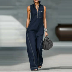 Women's Modern Wide-Leg Jumpsuit | Elegant Tailored Sleeveless Outfit 4