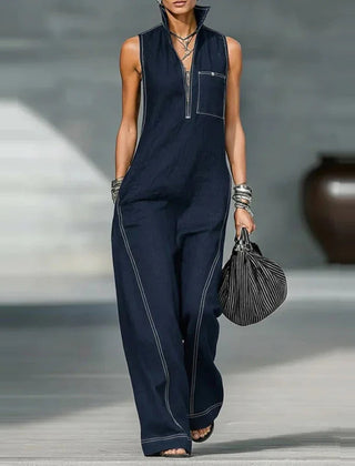 Women's Modern Wide-Leg Jumpsuit | Elegant Tailored Sleeveless Outfit 4