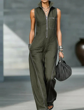 Women's Modern Wide-Leg Jumpsuit | Elegant Tailored Sleeveless Outfit 5