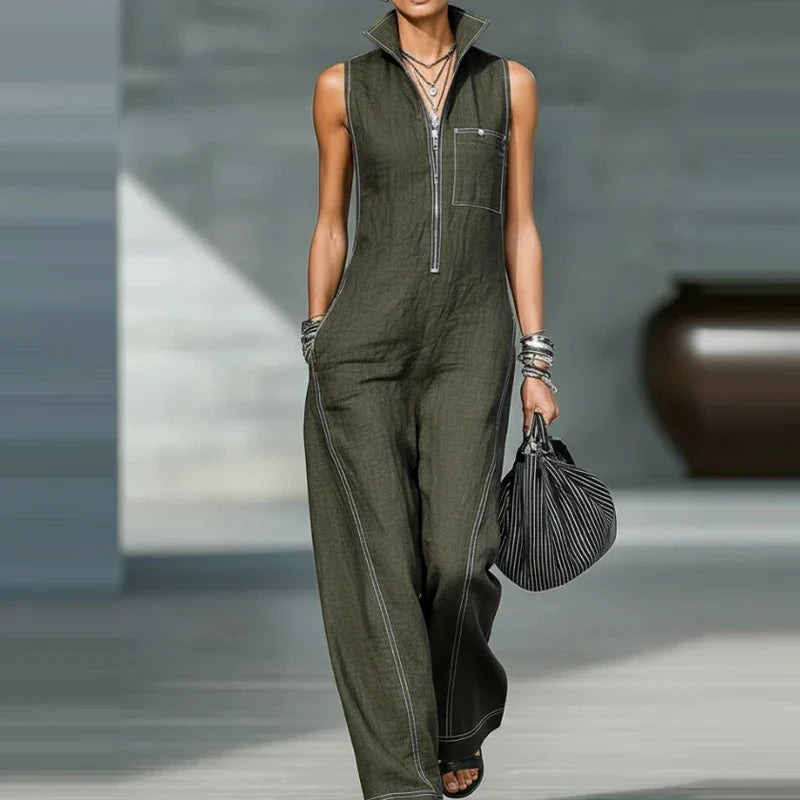 Women's Modern Wide-Leg Jumpsuit | Elegant Tailored Sleeveless Outfit 5