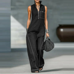 Women's Modern Wide-Leg Jumpsuit | Elegant Tailored Sleeveless Outfit 6