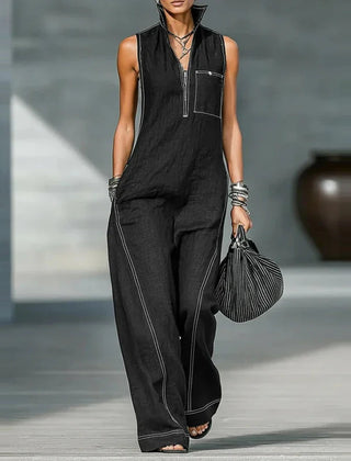 Women's Modern Wide-Leg Jumpsuit | Elegant Tailored Sleeveless Outfit 6