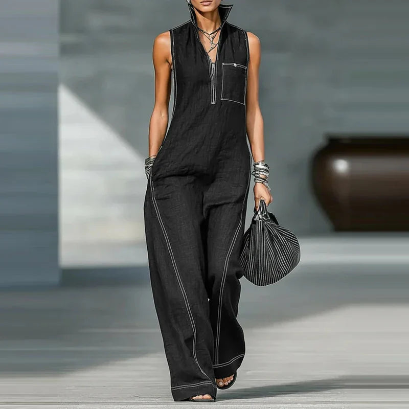 Women's Modern Wide-Leg Jumpsuit | Elegant Tailored Sleeveless Outfit 6