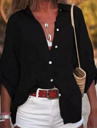 Women's Natural Linen Summer Shirt | Breathable Loose Fit Long Sleeve Blouse 5
