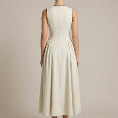 Women's Off White A-Line Maxi Dress | Elegant Bow Tie Detail Summer Formal Dress 1