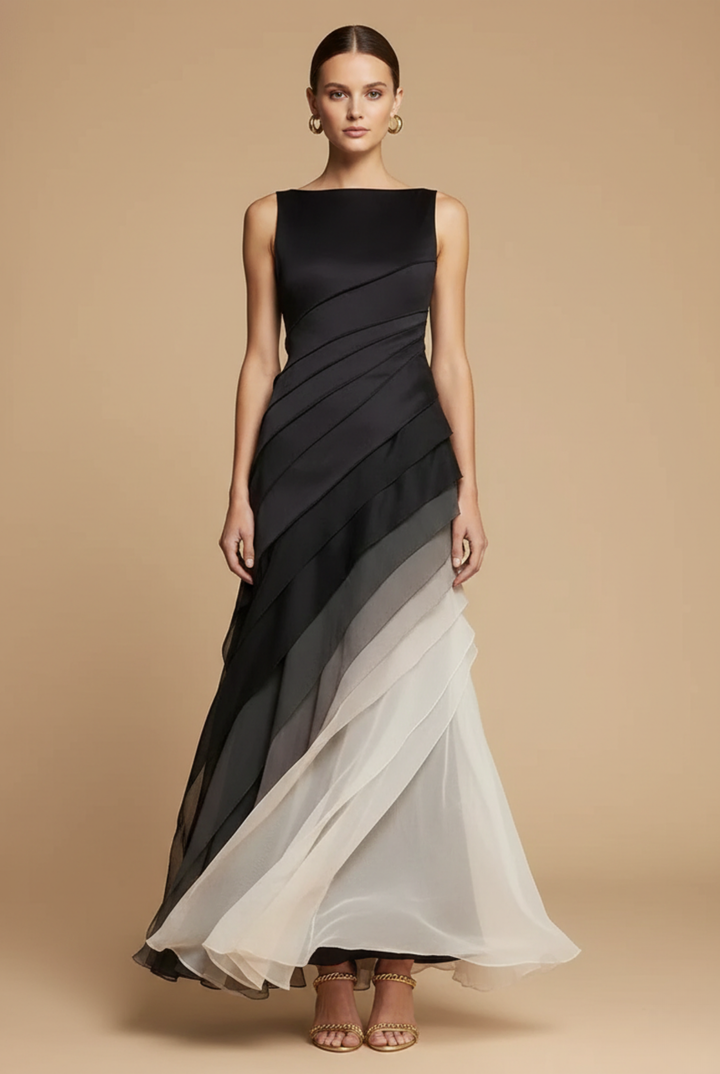 Women's Ombre Chiffon Maxi Dress | Elegant Tiered Formal Evening Gown 0