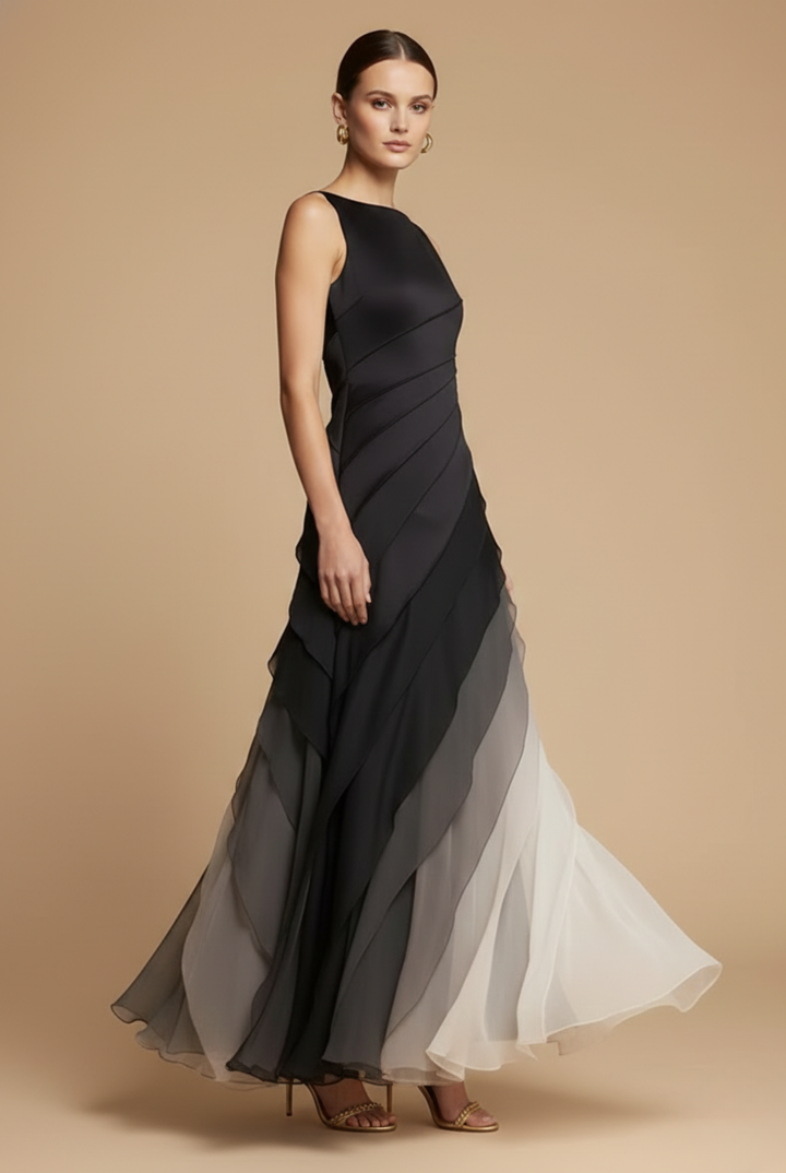 Women's Ombre Chiffon Maxi Dress | Elegant Tiered Formal Evening Gown 1