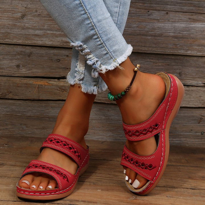 Women's Orthopedic Leather Sandals | Comfortable Slip-On Wedge Shoes 0