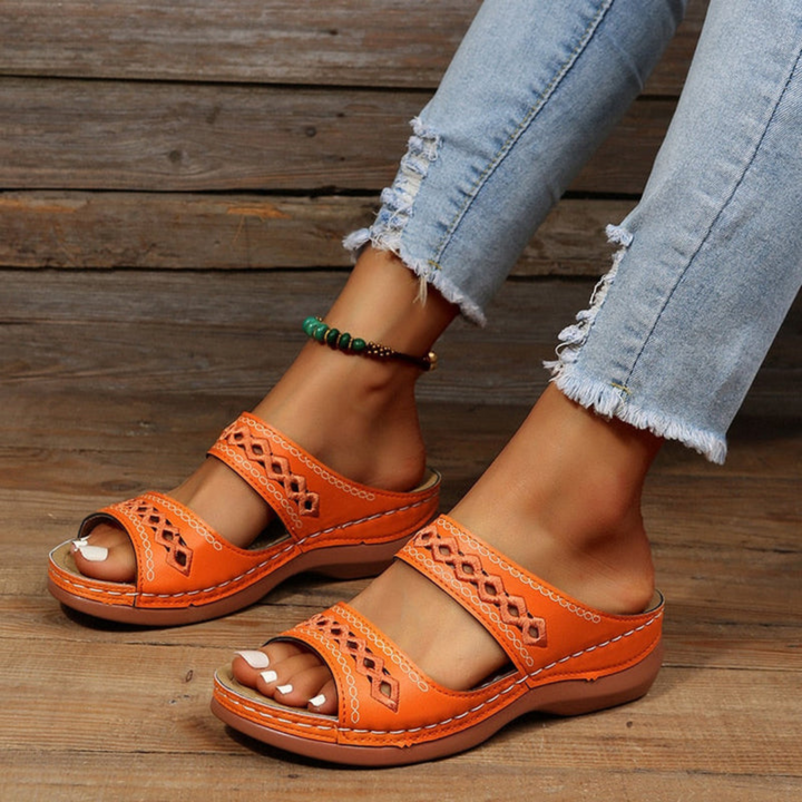 Women's Orthopedic Leather Sandals | Comfortable Slip-On Wedge Shoes 2