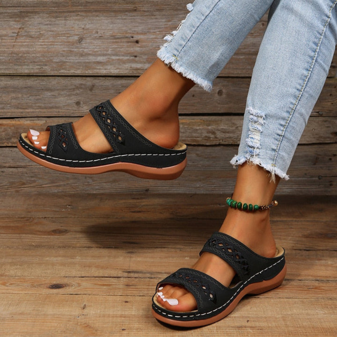 Women's Orthopedic Leather Sandals | Comfortable Slip-On Wedge Shoes 3