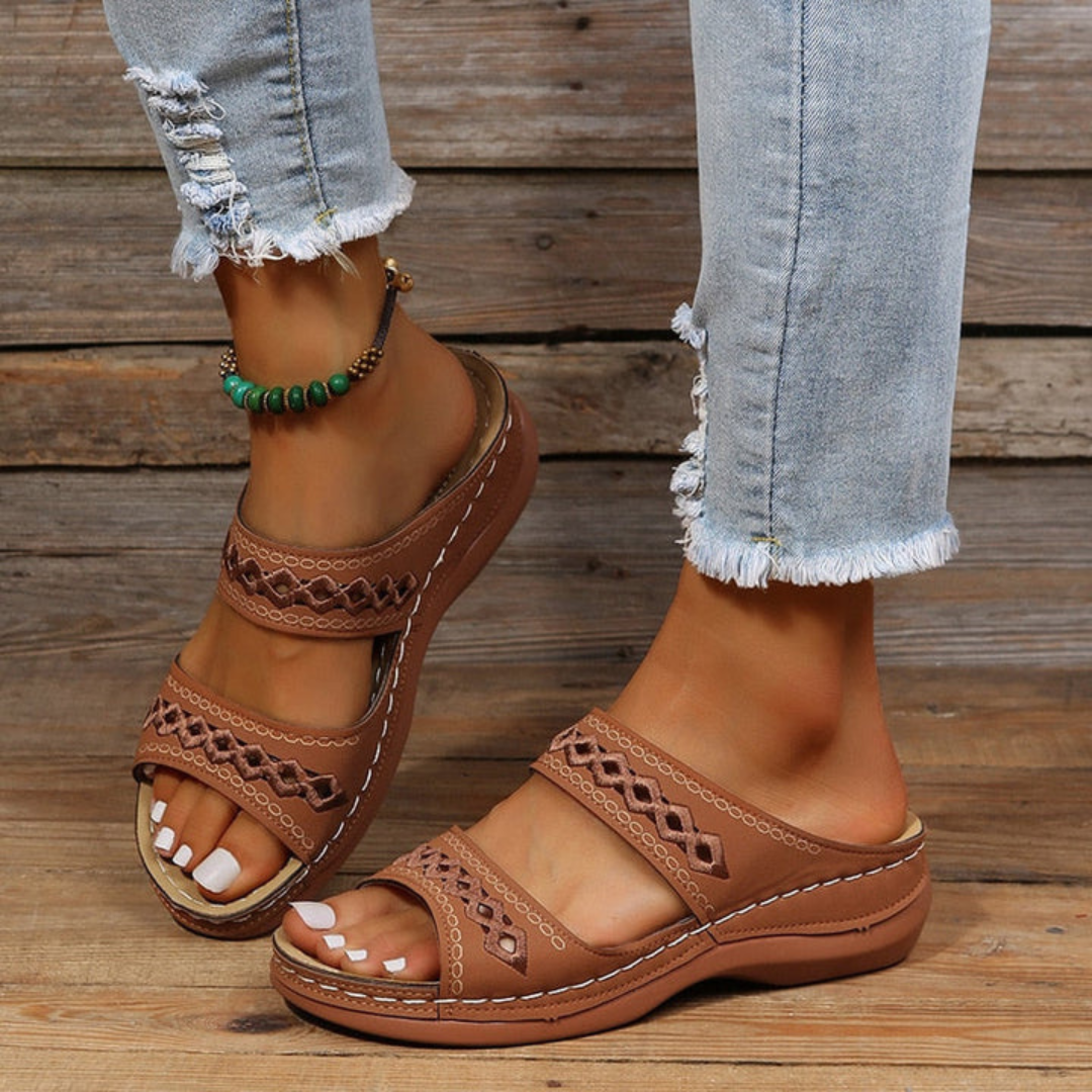 Women's Orthopedic Leather Sandals | Comfortable Slip-On Wedge Shoes 4