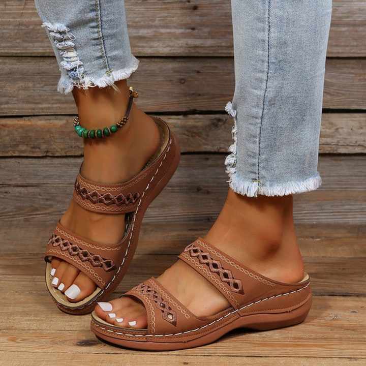 Women's Orthopedic Leather Sandals | Comfortable Slip-On Wedge Shoes 4