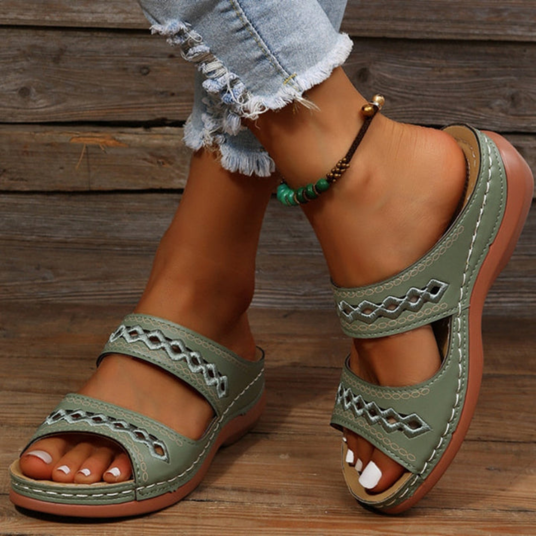 Women's Orthopedic Leather Sandals | Comfortable Slip-On Wedge Shoes 5
