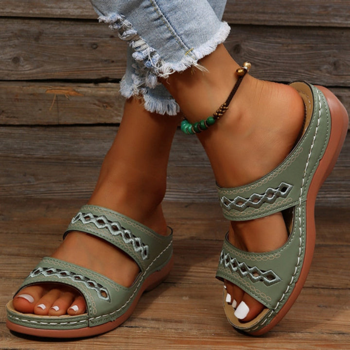 Women's Orthopedic Leather Sandals | Comfortable Slip-On Wedge Shoes 5