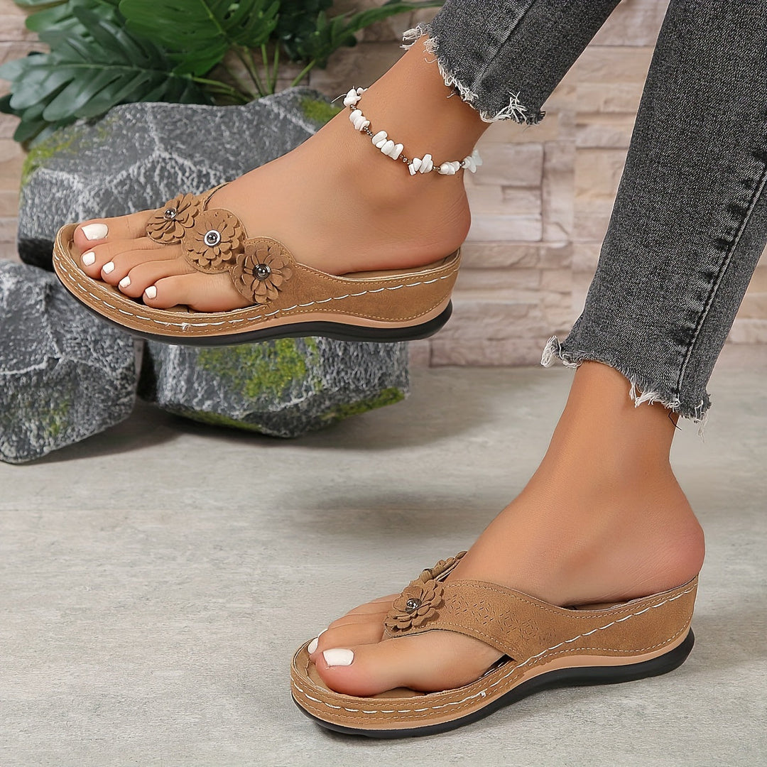 Women's Orthopedic Leather Sandals | Elegant Comfortable Slip-On Footwear