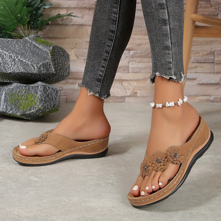 Women's Orthopedic Leather Sandals | Elegant Comfortable Slip-On Footwear