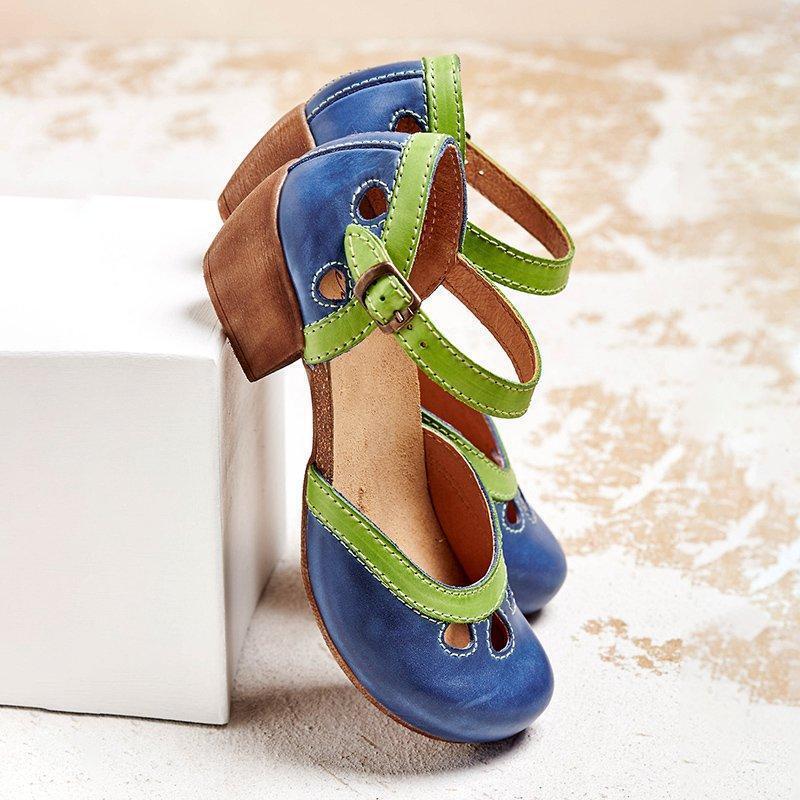 Women's Orthopedic Leather Sandals | Elegant Low Heel Comfort Shoes
