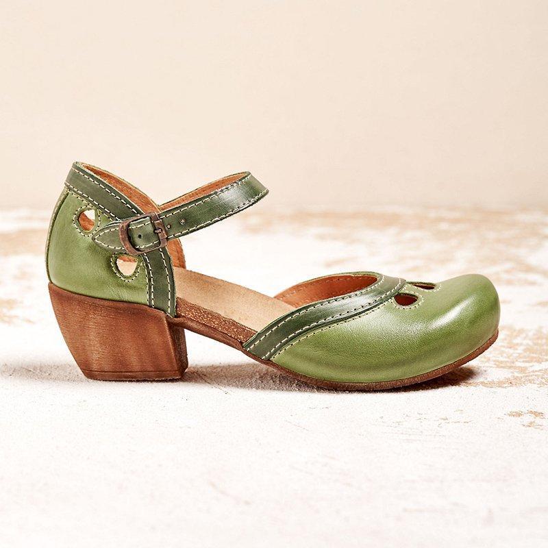 Women's Orthopedic Leather Sandals | Elegant Low Heel Comfort Shoes