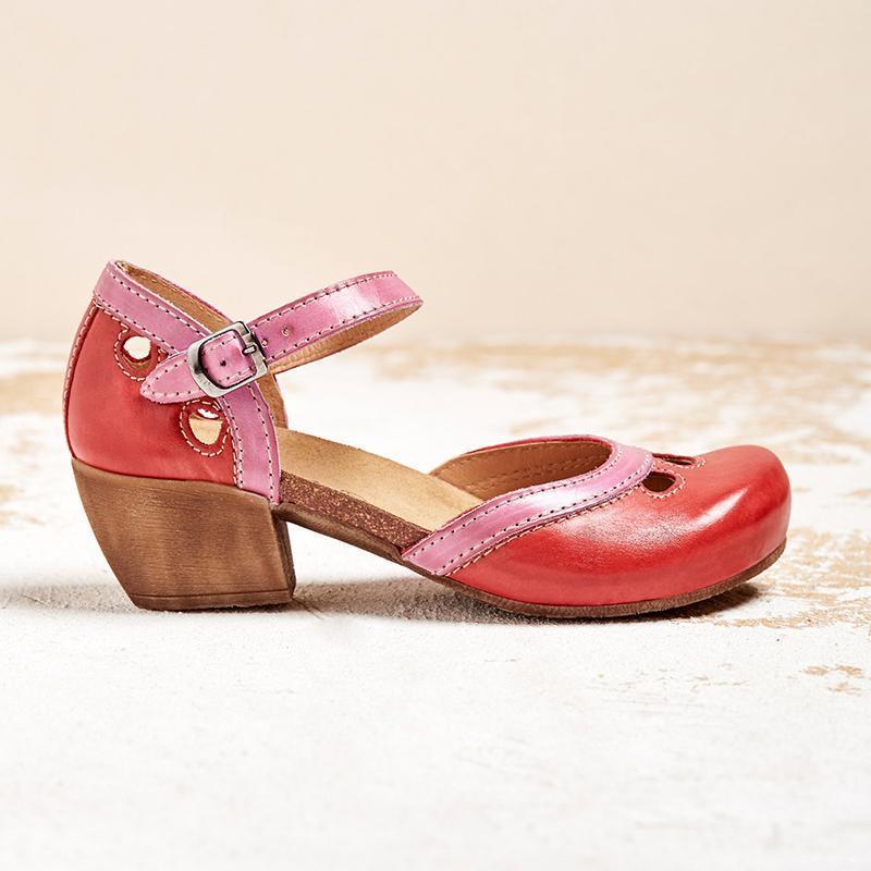 Women's Orthopedic Leather Sandals | Elegant Low Heel Comfort Shoes