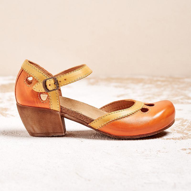Women's Orthopedic Leather Sandals | Elegant Low Heel Comfort Shoes