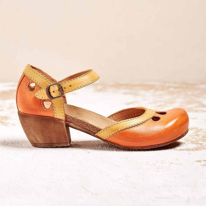 Women's Orthopedic Leather Sandals | Elegant Low Heel Comfort Shoes