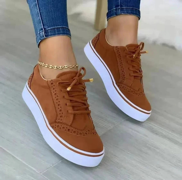 Women's Orthopedic White Sneakers | Comfortable Lace-Up Casual Walking Shoes 0