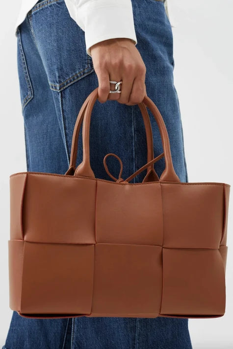 Women’s Oversized Vegan Leather Tote Bag – Bow Detail