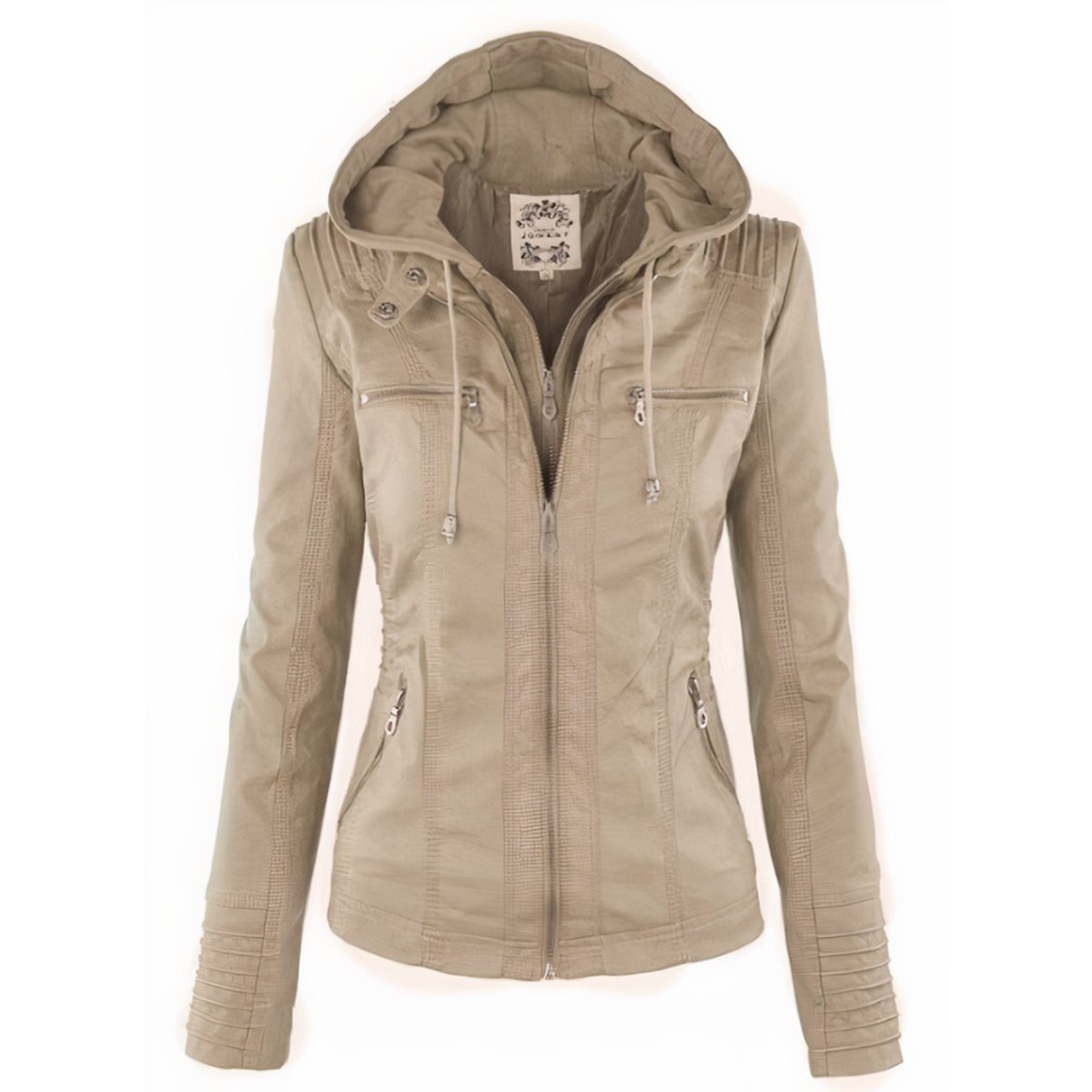 Women's PU Faux Leather Jacket | Stylish Moto Coat with Removable Hood 3