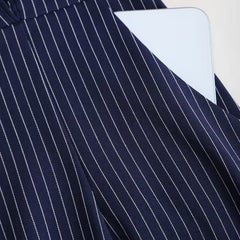 Women's Pinstripe Midi Dress | Elegant Tailored Pencil Dress with Belt & Side Pockets 3
