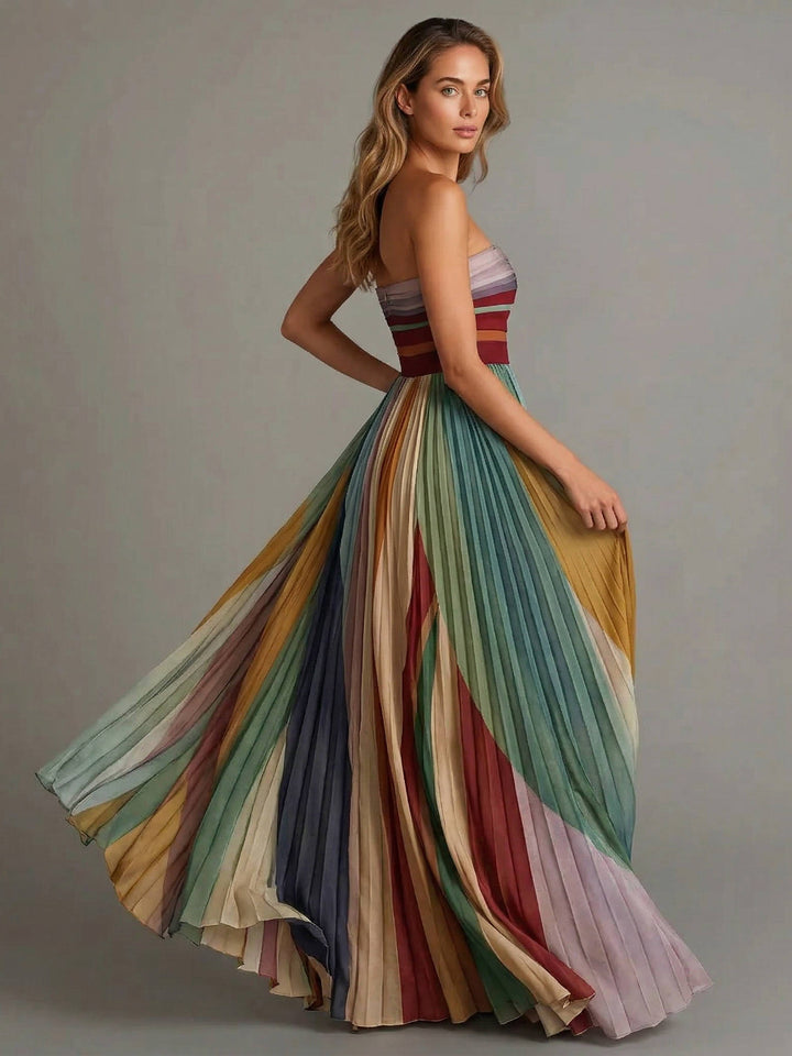 Women's Pleated Chiffon Maxi Dress | Elegant Strapless Summer Gown 2