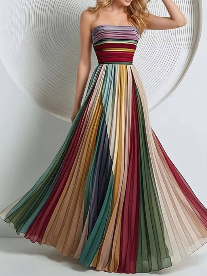 Women's Pleated Chiffon Maxi Dress | Elegant Strapless Summer Gown 5