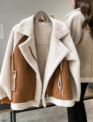 Women's Plush Shearling Jacket | Oversized Aviator Style Winter Coat 1