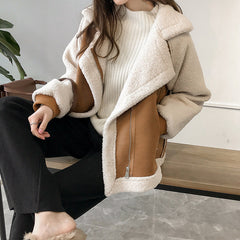 Women's Plush Shearling Jacket | Oversized Aviator Style Winter Coat 2