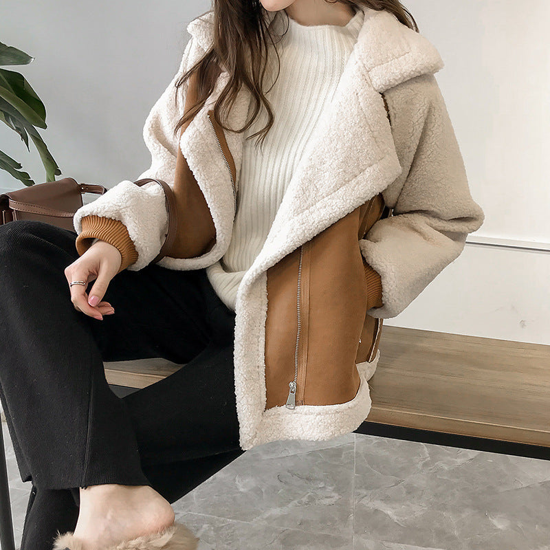 Women's Plush Shearling Jacket | Oversized Aviator Style Winter Coat 2