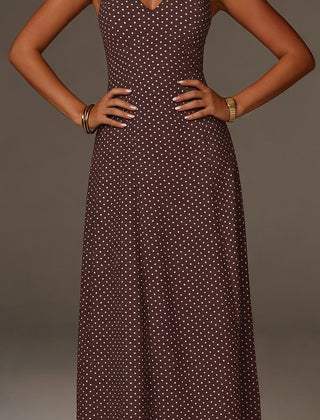 Women's Polka Dot Maxi Dress | Elegant Halter Neck Summer Dress for Casual and Formal Occasions 0