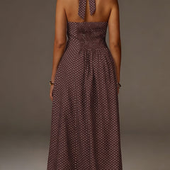 Women's Polka Dot Maxi Dress | Elegant Halter Neck Summer Dress for Casual and Formal Occasions 3